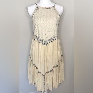 Earthbound Trading Co Midi Boho Dress Eyelet Adjustable Straps Women Small